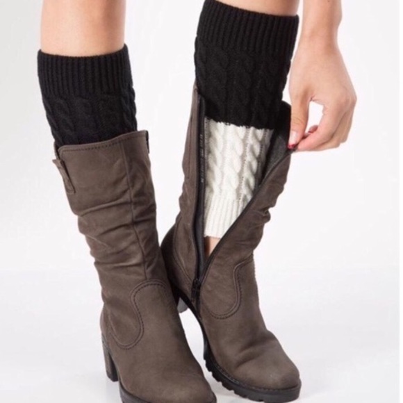 Accessories - Cable Knit Reversible Leg Warmers Boot Cuffs